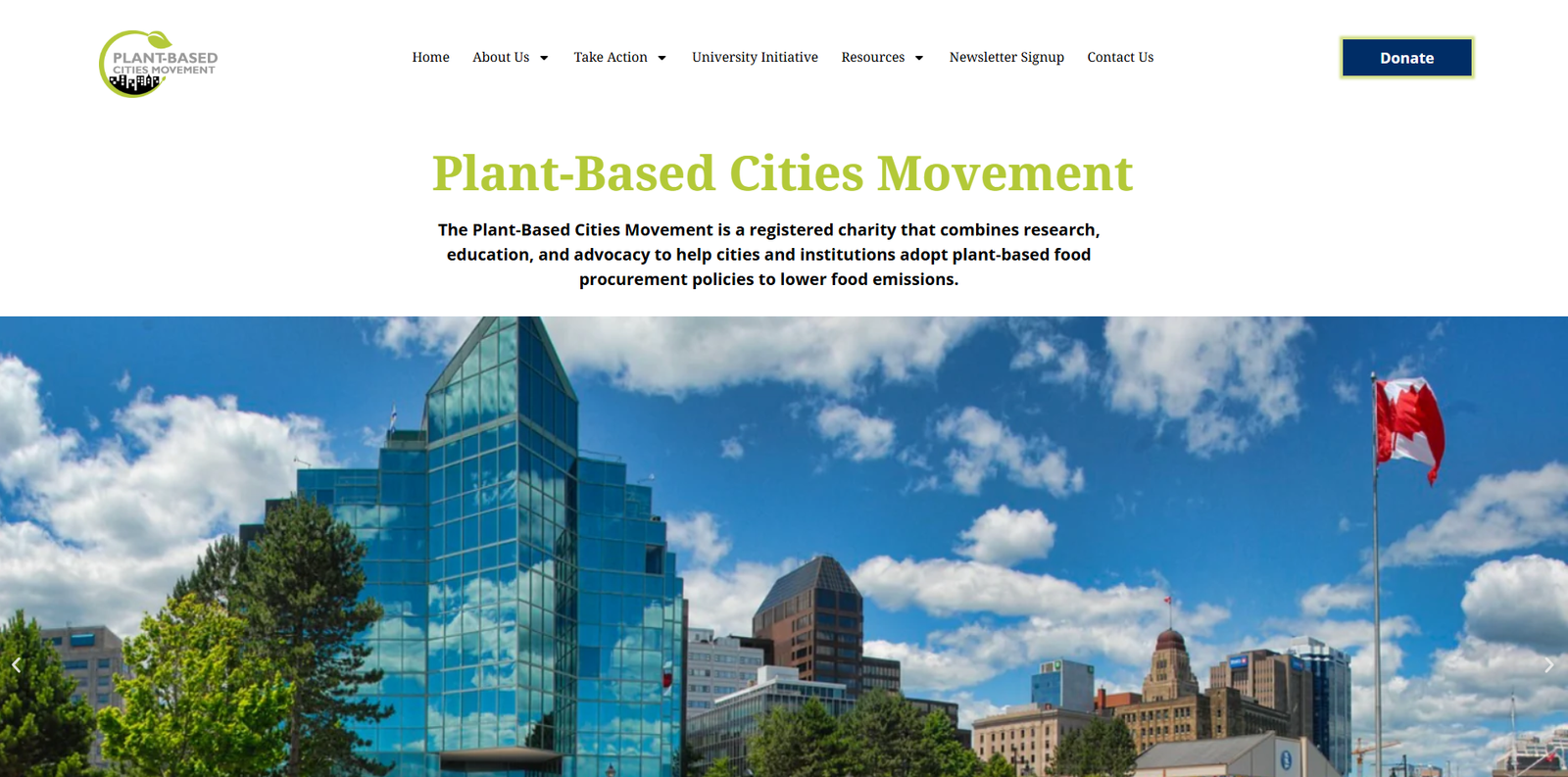 Plant Based Cities Movement desktop view