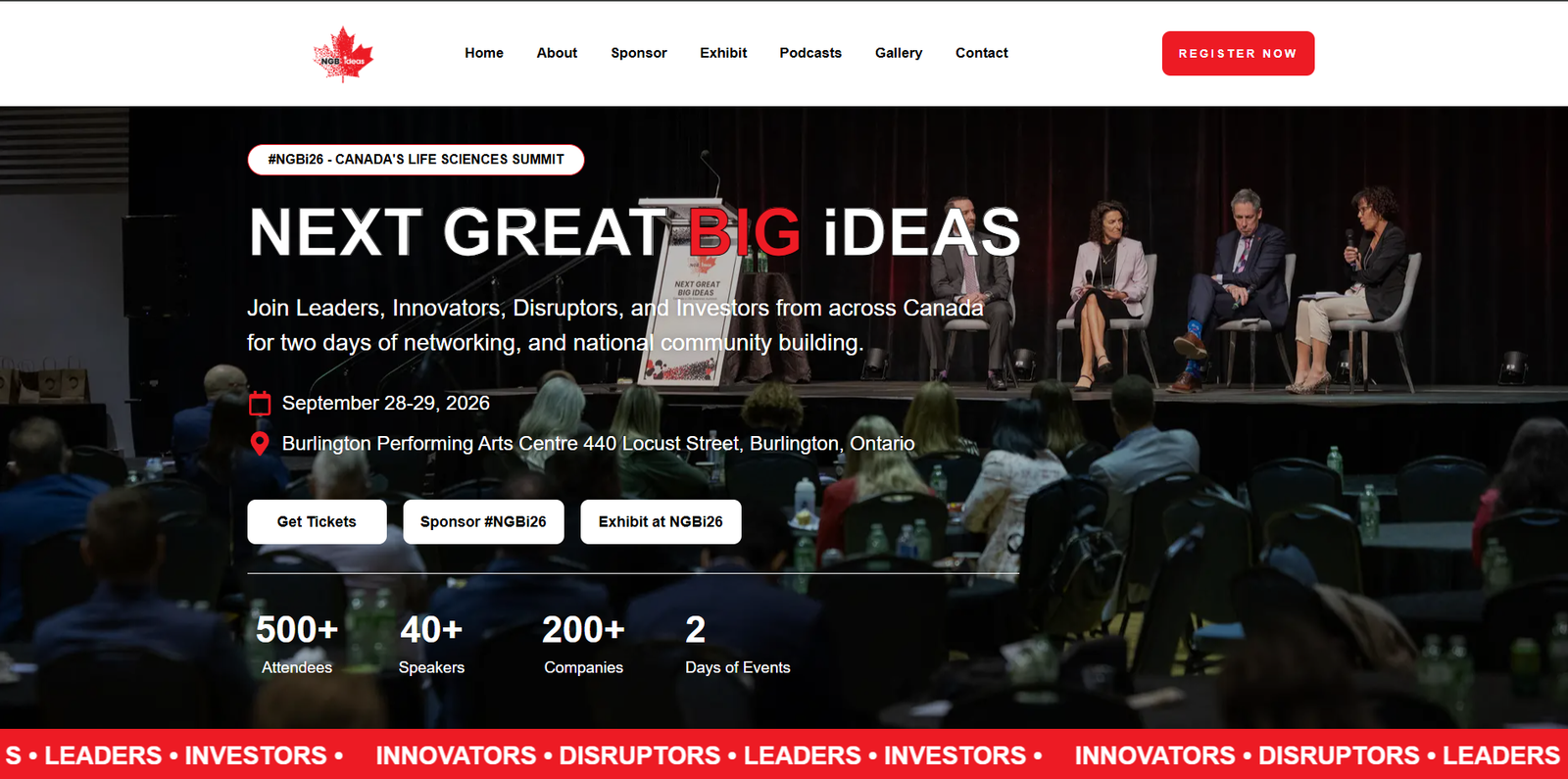 Next Great Big Ideas desktop view