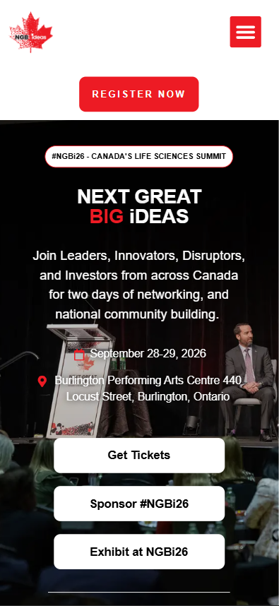 Next Great Big Ideas mobile view